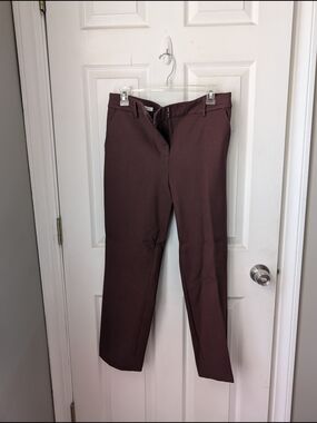 LOFT Burgundy Patterned Dress Pants
